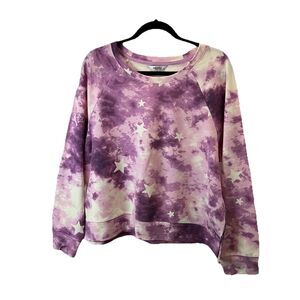 WildFox Tie Dye Purple Stars Star Print Long Sleeve Lounge Sweatshirt Womens XL
